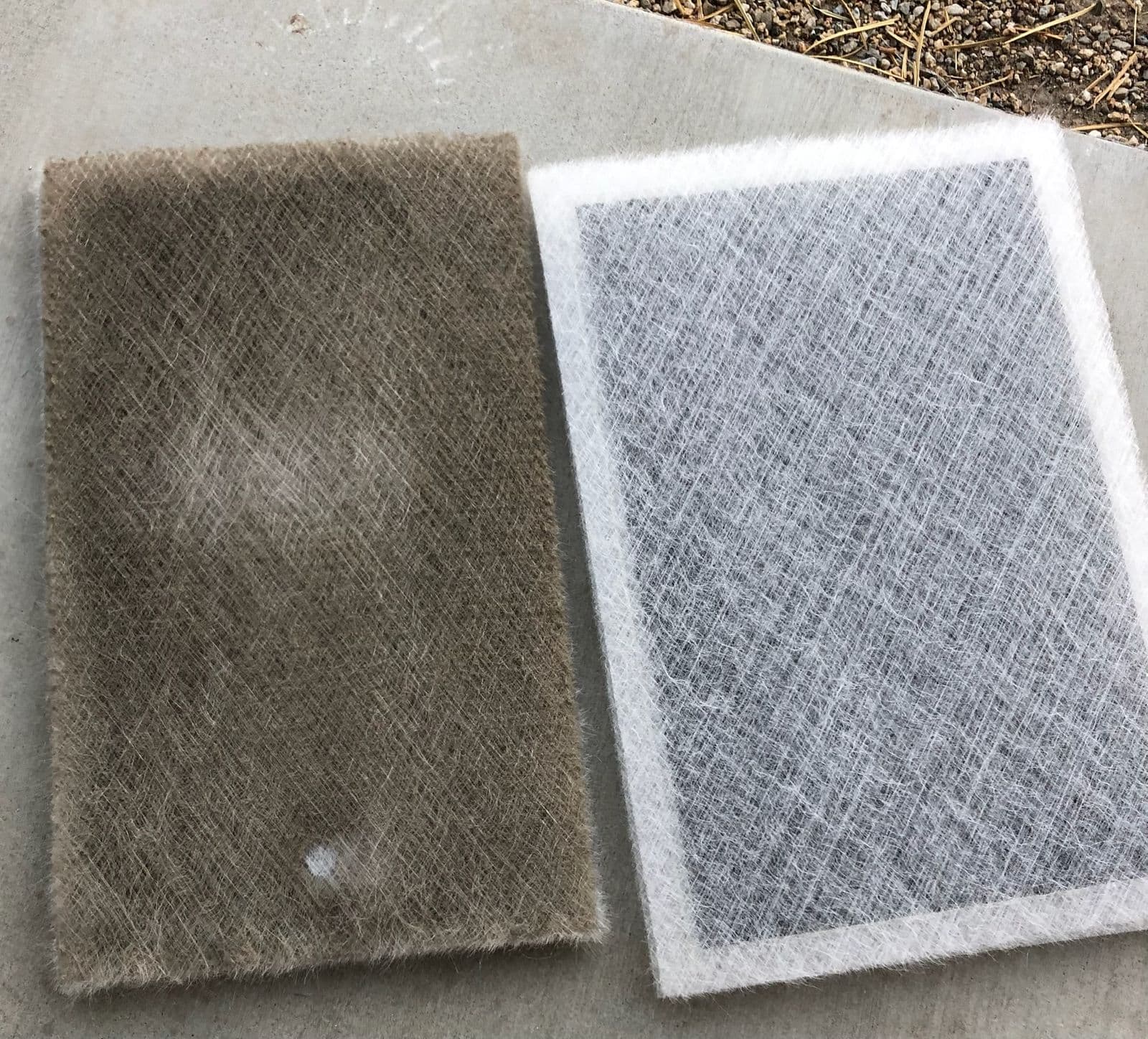 Clogged filter compared with a clean one