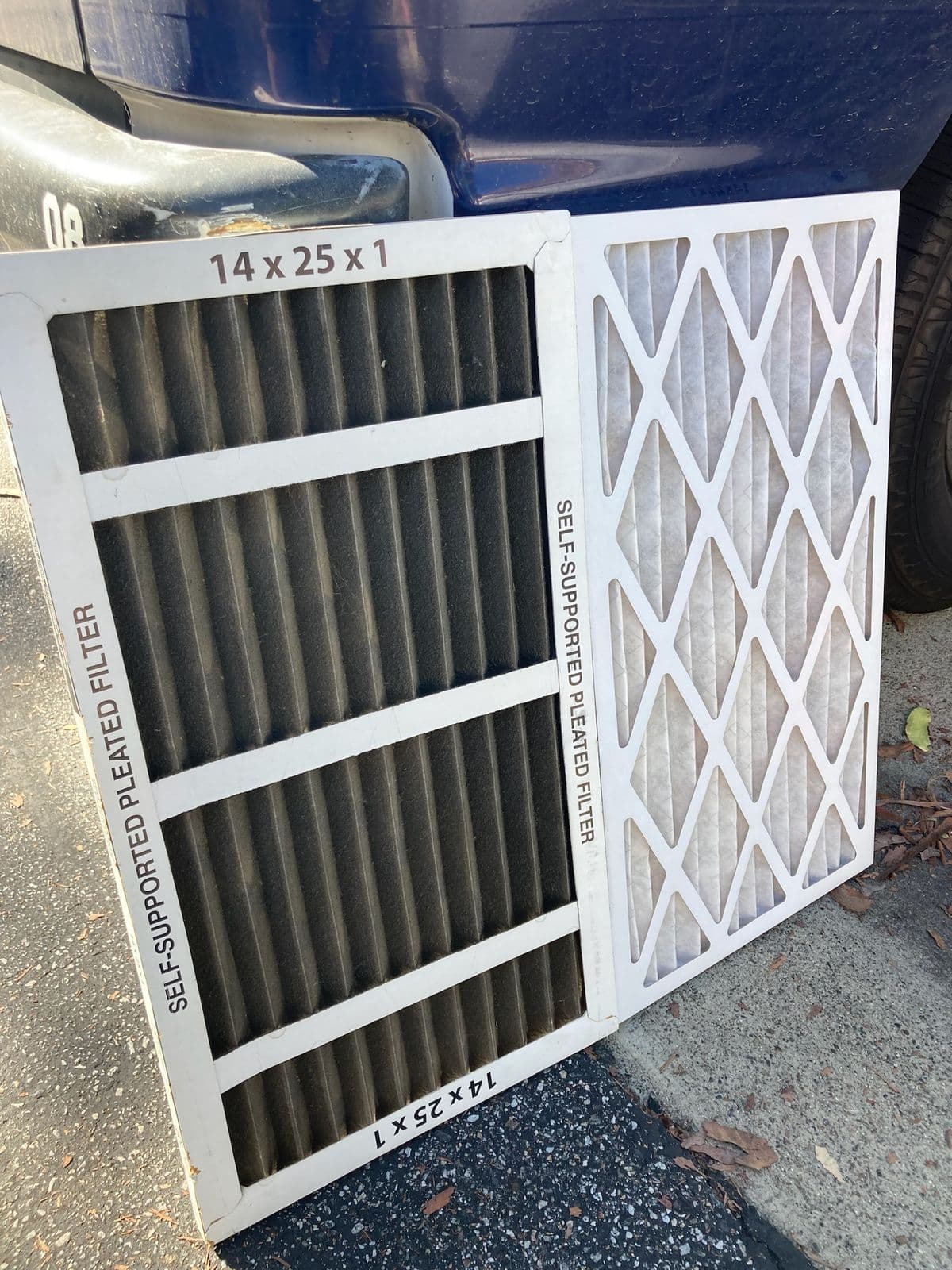 Dirty and new filters side by side