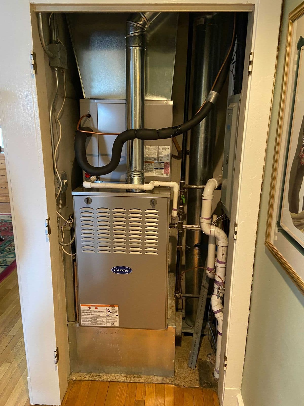 Furnace in a closet with new venting