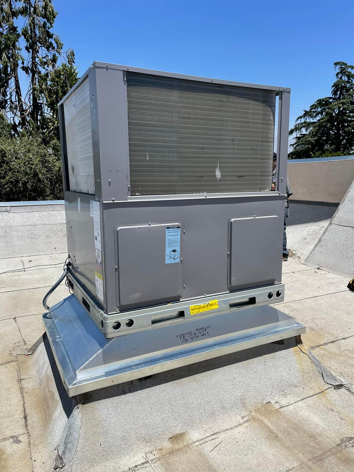 Rooftop HVAC unit on a curb
