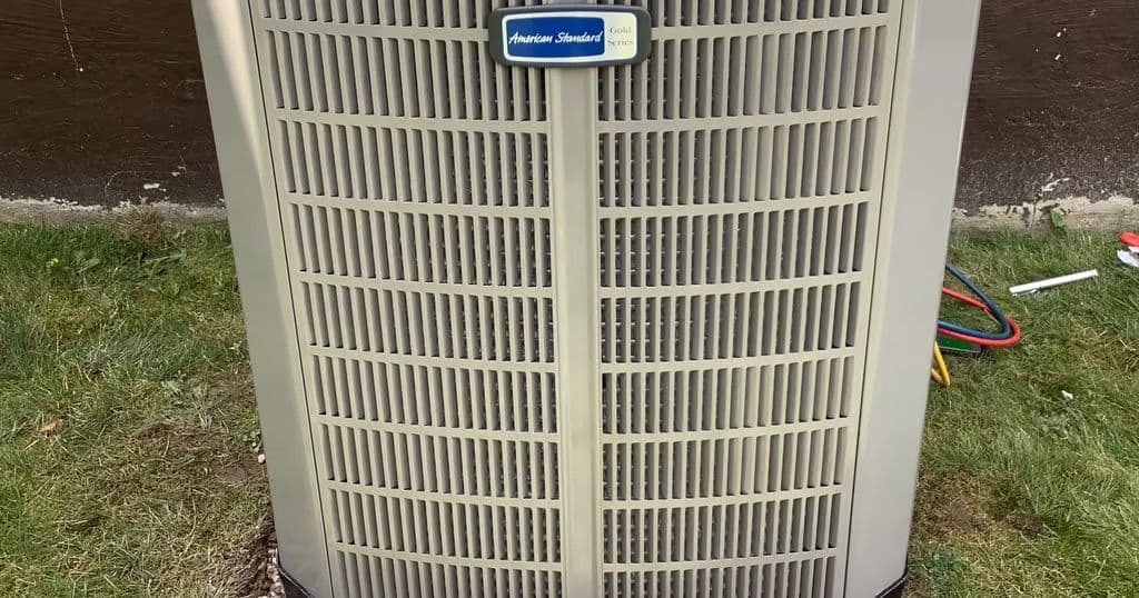 American Standard condenser fan grille close up