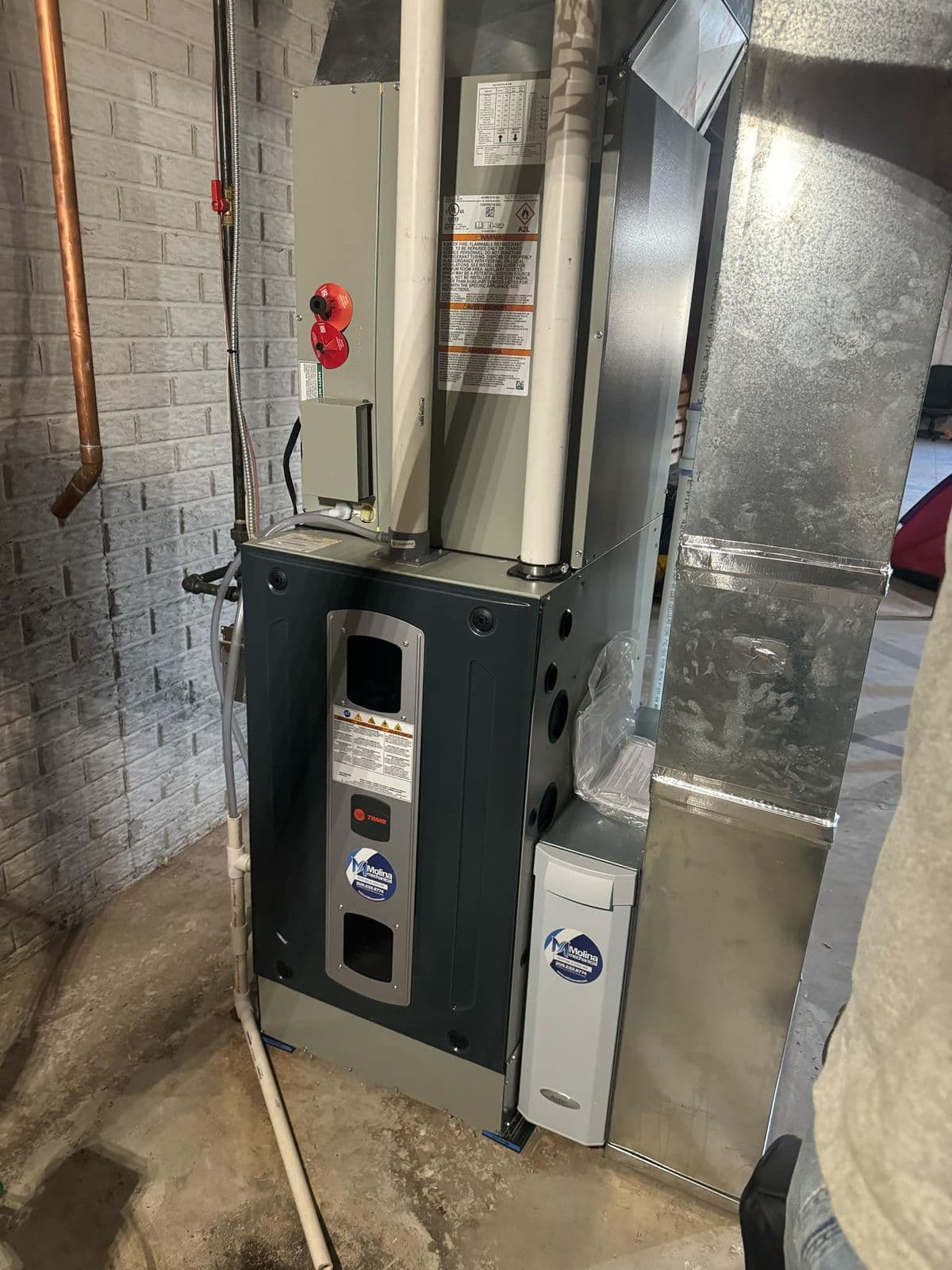 Furnace installed in a closet