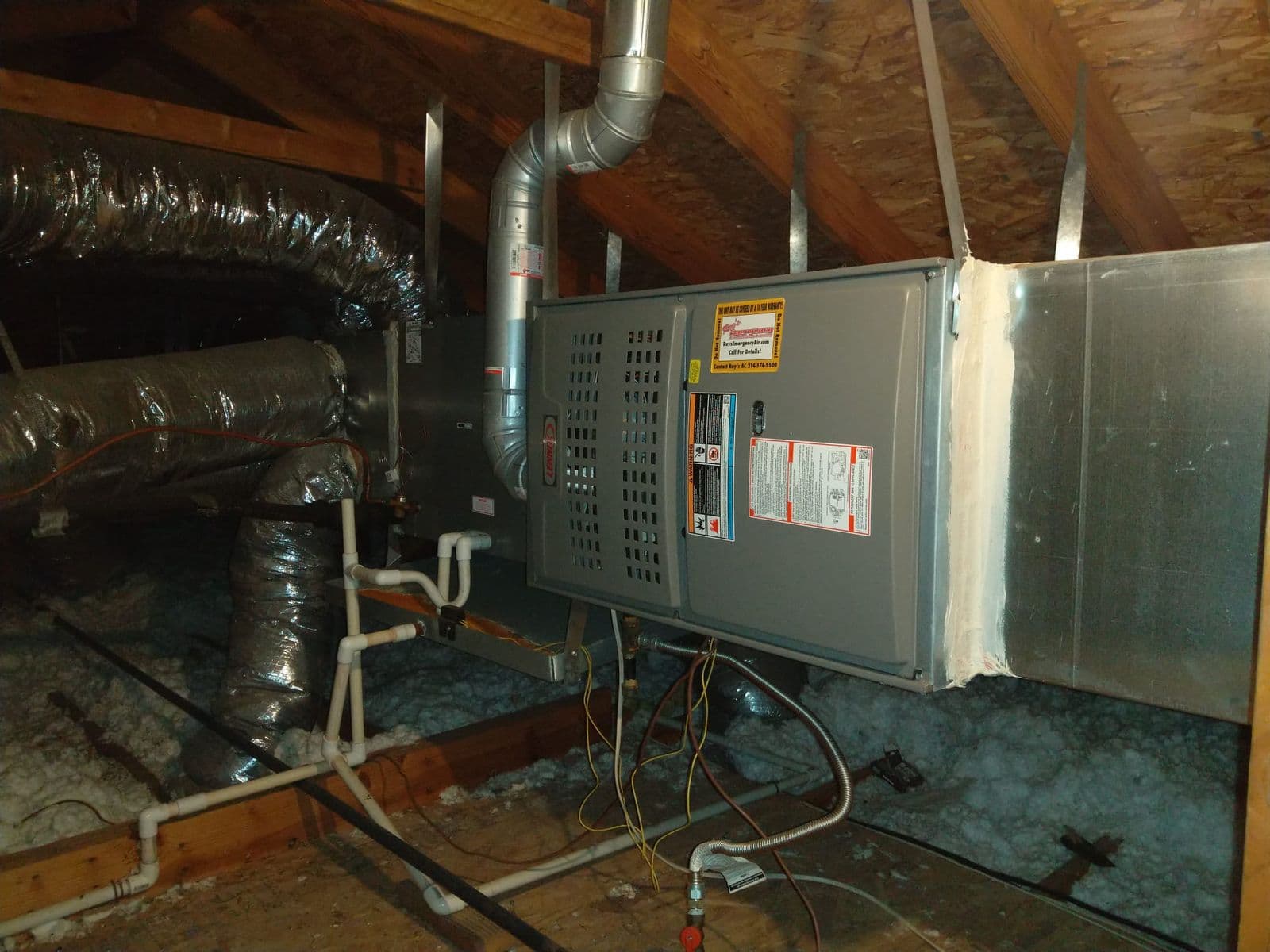 Lennox indoor unit in an attic