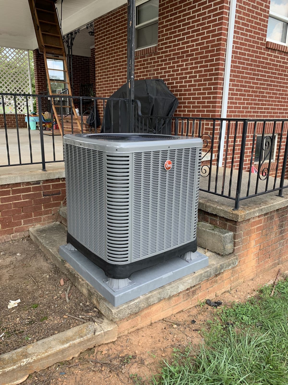 Rheem condenser installed on a pad